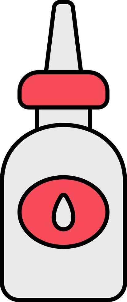 Isolated Glue Bottle Icon In Red And Grey Color. vector