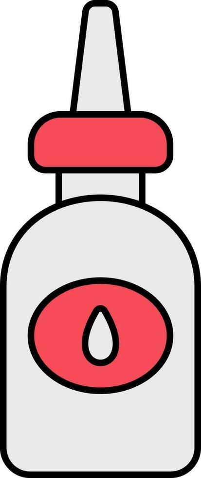 Isolated Glue Bottle Icon In Red And Grey Color. vector