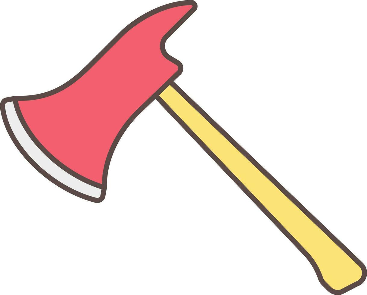 Flat Style Axe Yellow And Red Icon. vector