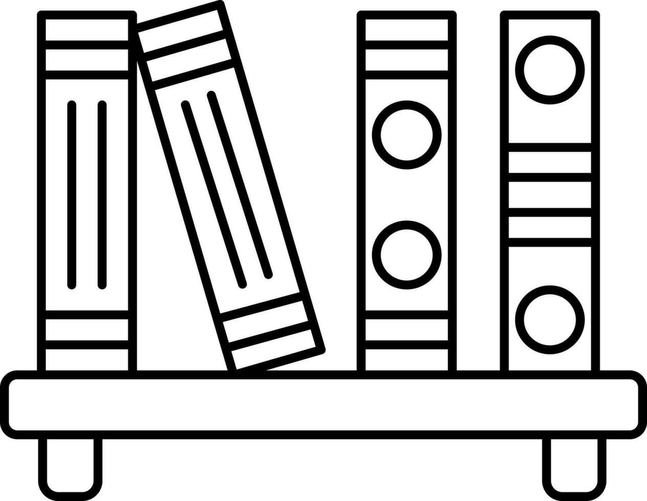 Bookshelf Icon In Thin Line Art. vector