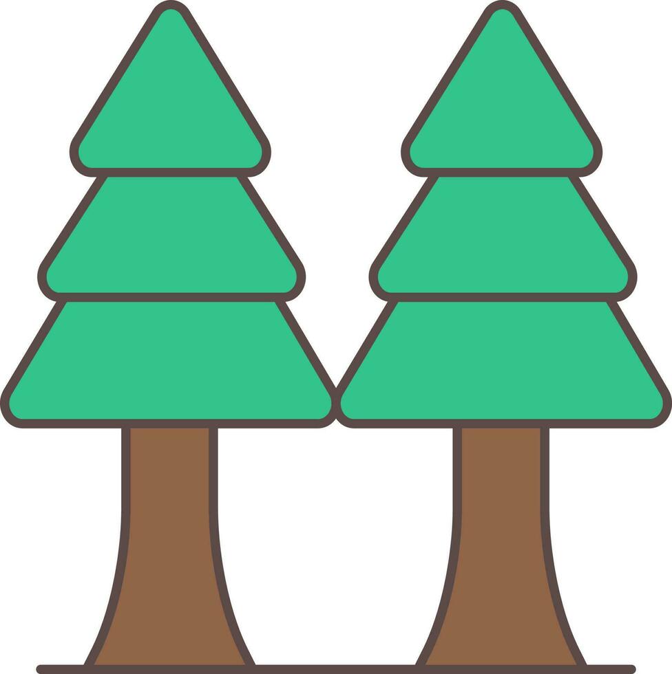 Illustration Of Pine Forest Icon In Green And Brown Color. vector