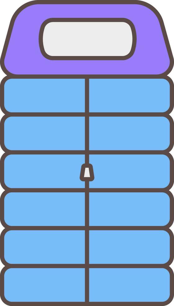 Flat Style Sleeping Bag Icon In Blue Color. vector