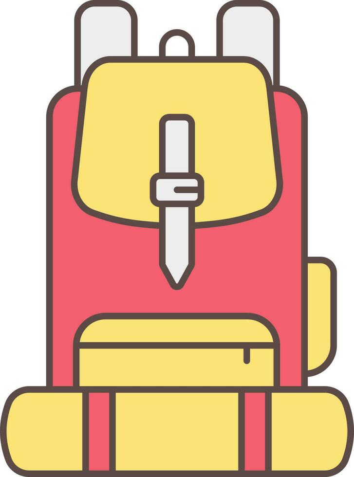 amarillo y rojo mochila icono en plano estilo. vector