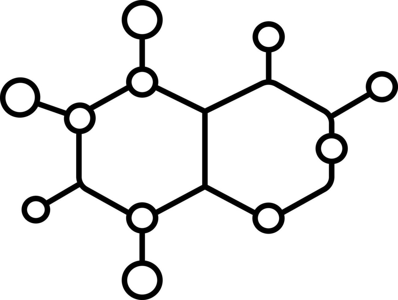 Illustration Of Molecule Flat Icon In Black Stroke. vector