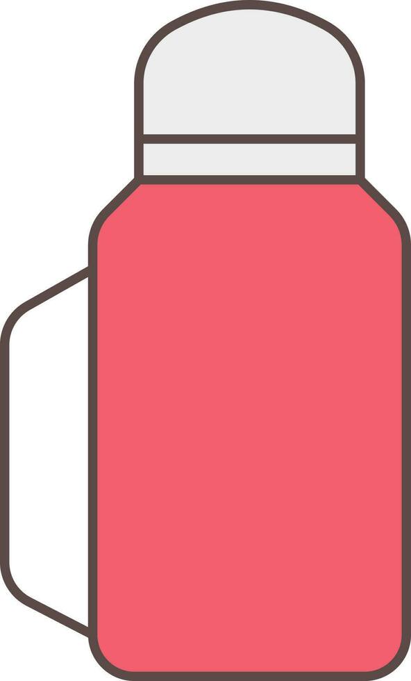 Isolated Thermos Bottle Icon In Red Color. vector