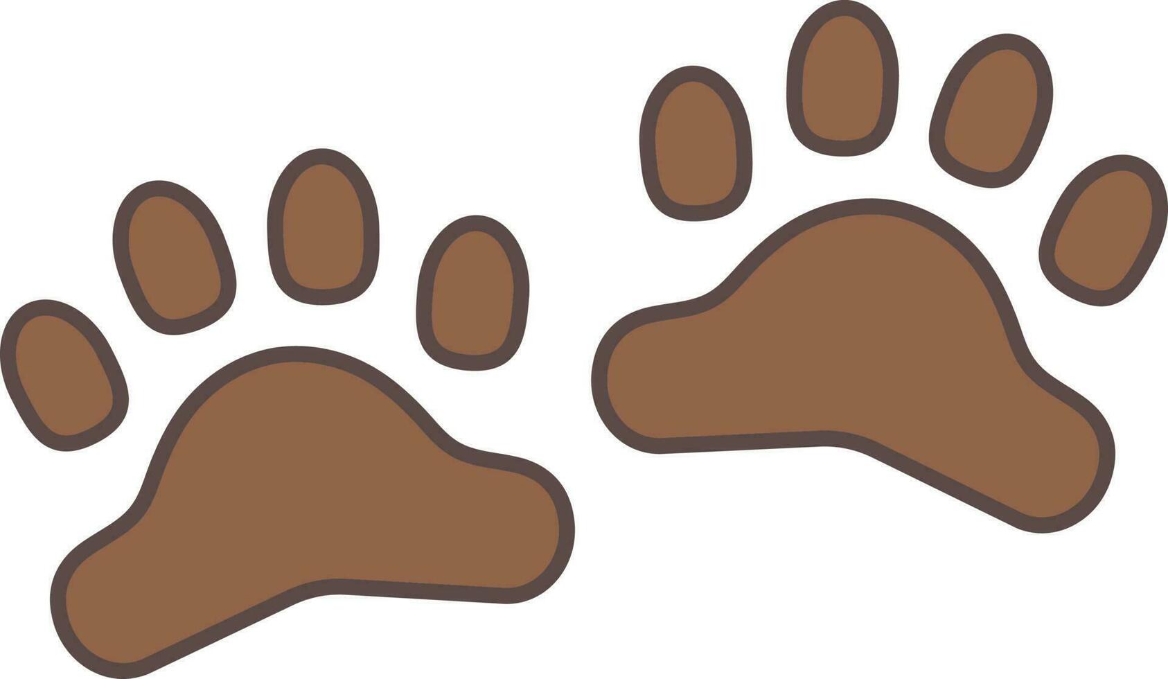 Brown Paw Symbol Or Icon ON White Background. vector