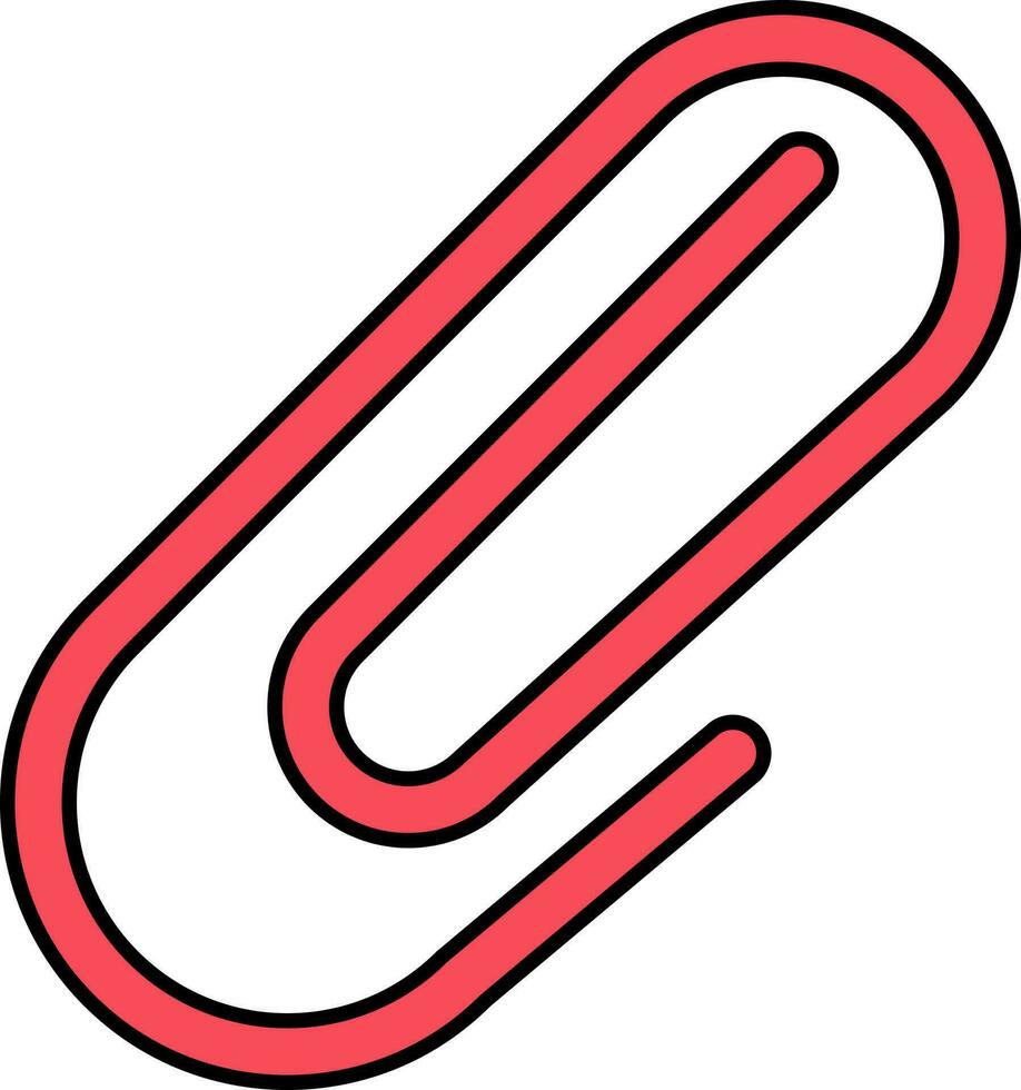 Red Paper Clip Icon On White Background. vector