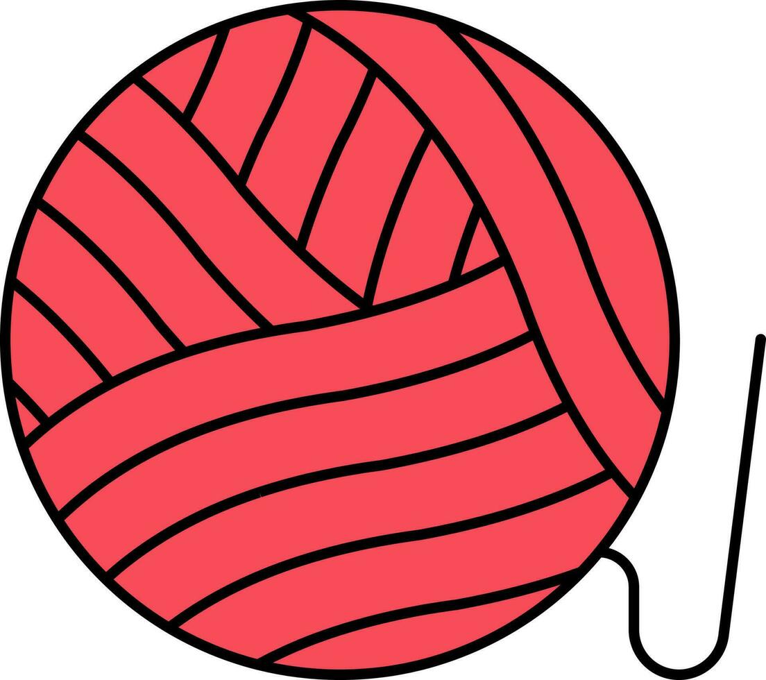 Red Thread Ball Icon In Flat Style. vector