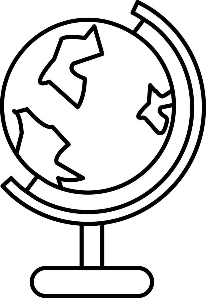 Earth Globe With Stand Icon In Line Art. vector