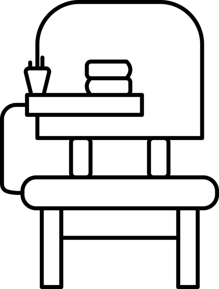 Isolated School Desk With Chair Icon In Line Art. vector
