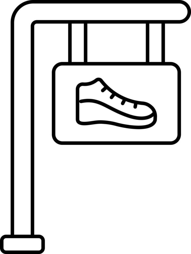 Shoes Signboard Icon In Black Outline. vector