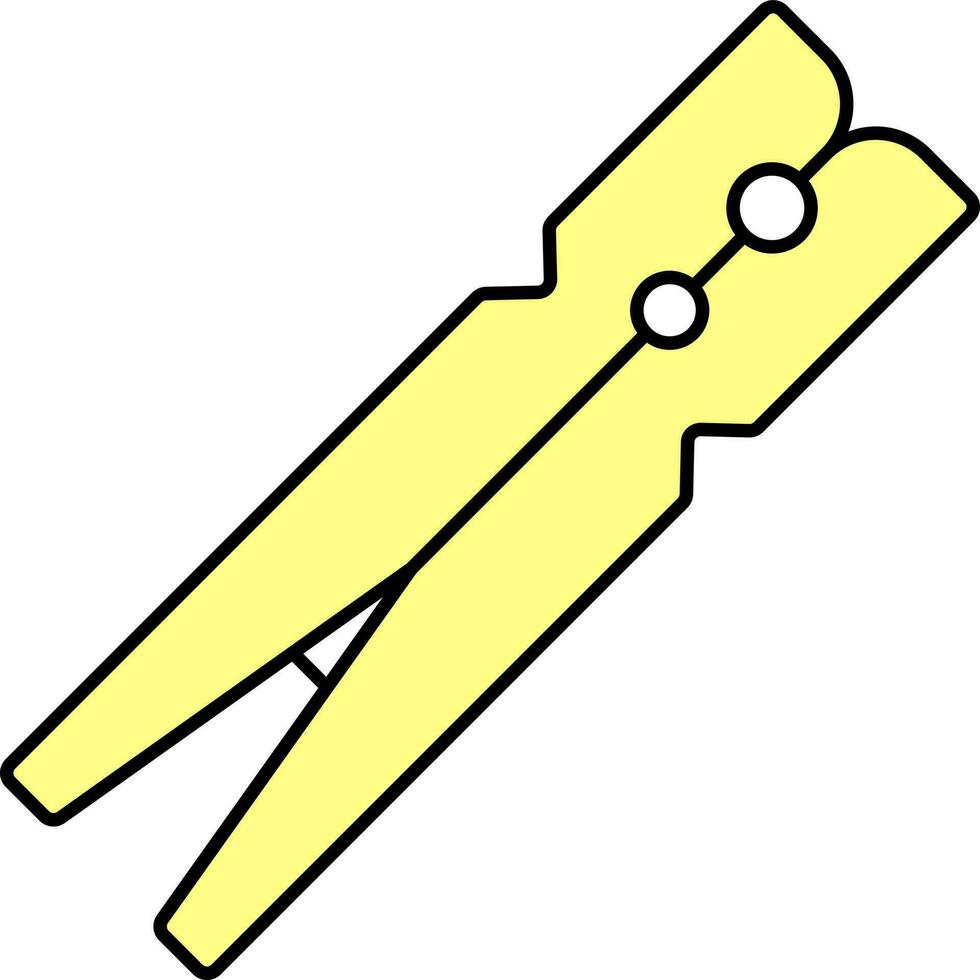 Yellow Clothespin Icon In Flat Style. vector