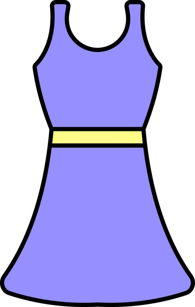 Blue Sleeveless Female Dress Icon In Flat Style. vector