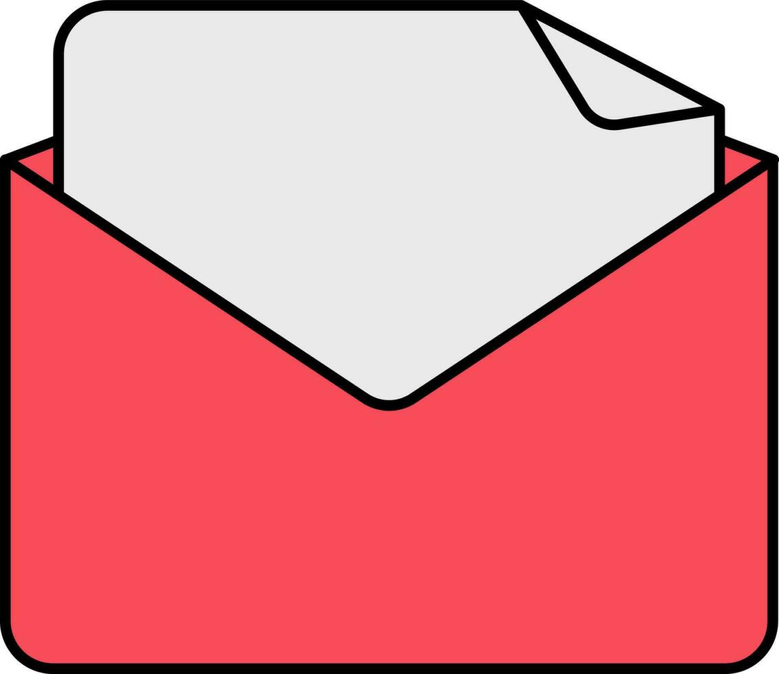 papel con sobre plano icono en rojo y gris color. vector