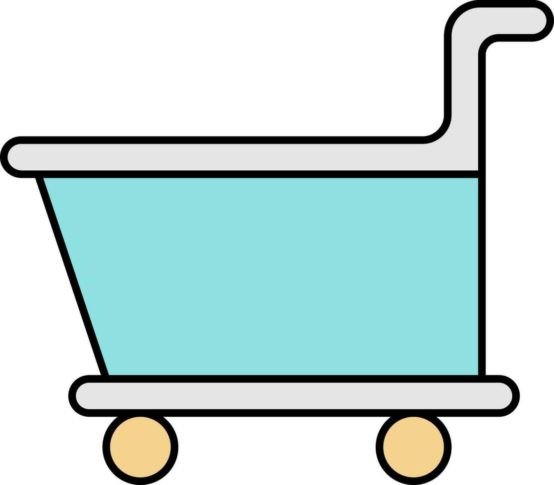 azul y gris compras carro icono en plano estilo. vector