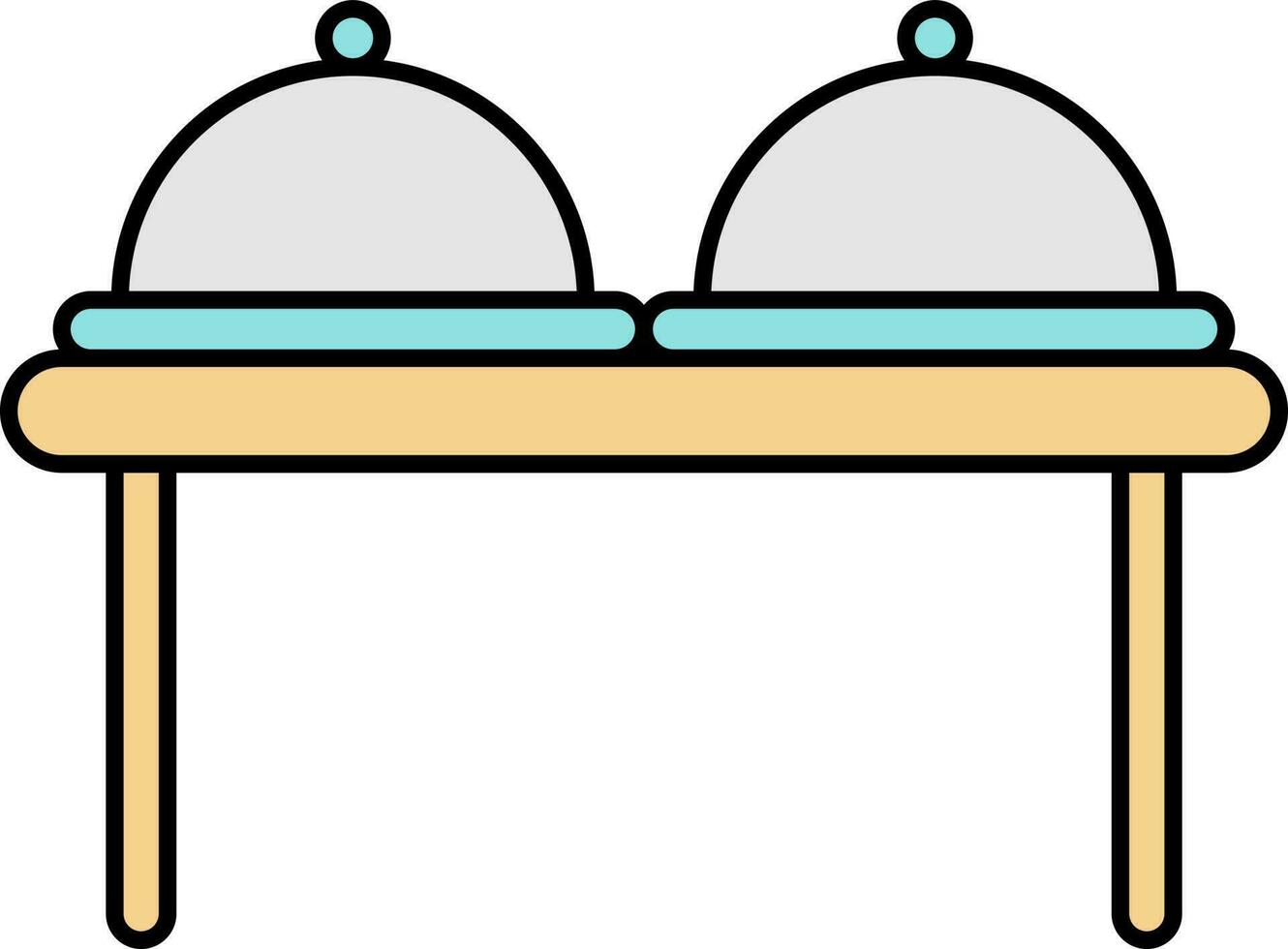 plano ilustración de buffet mesa icono en tricolor. vector