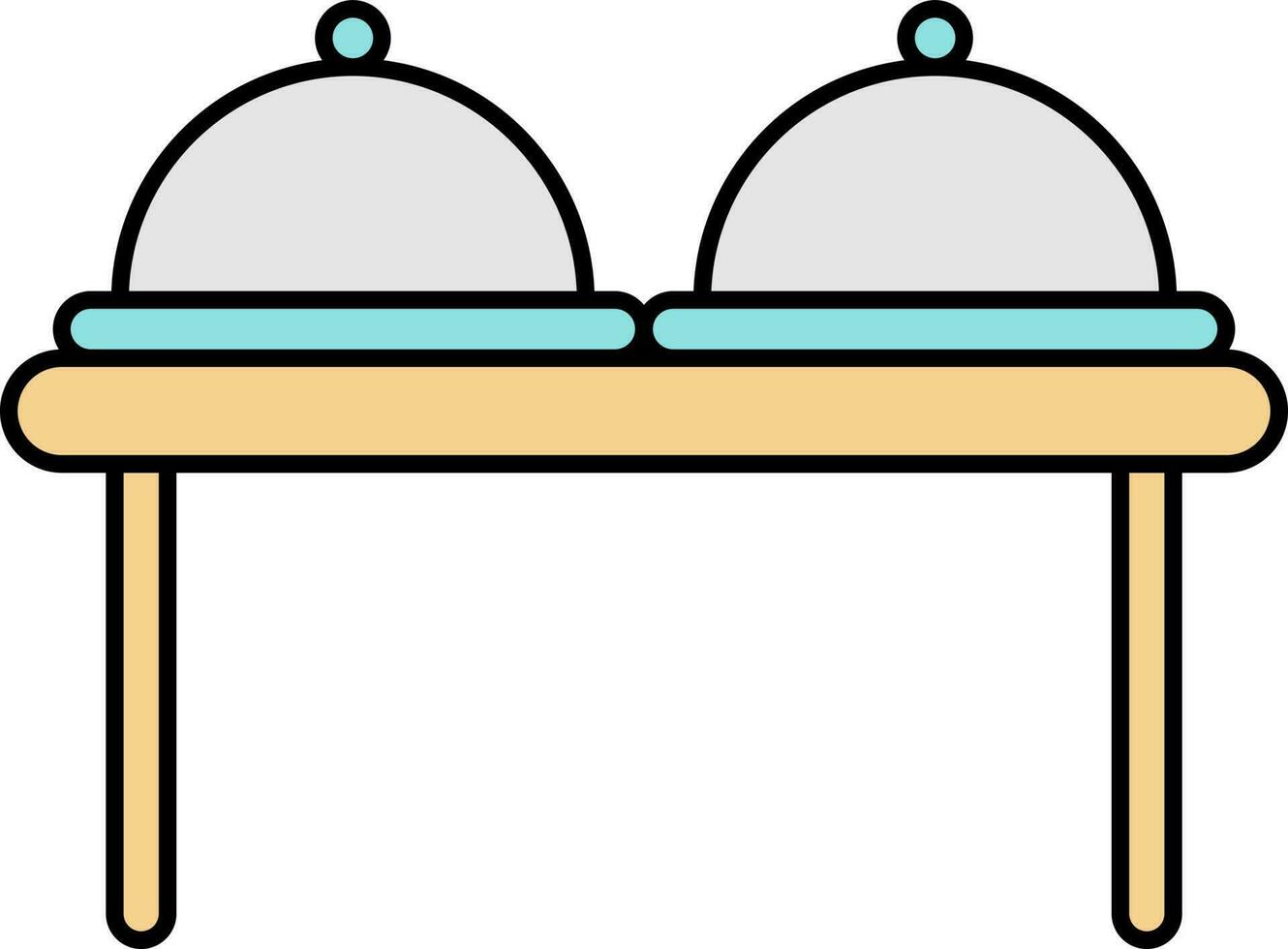 Flat Illustration Of Buffet Table Icon In Tricolor. vector