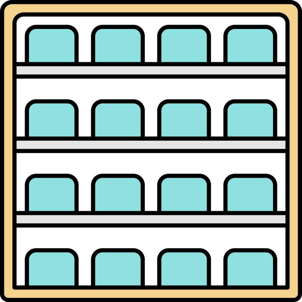Retailer Shelves Flat Icon In Blue And Orange Color. vector