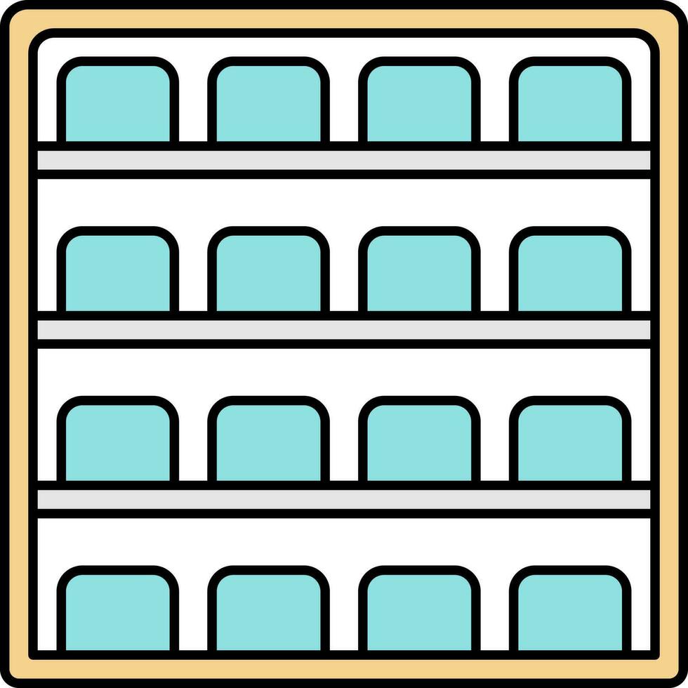 Retailer Shelves Flat Icon In Blue And Orange Color. vector