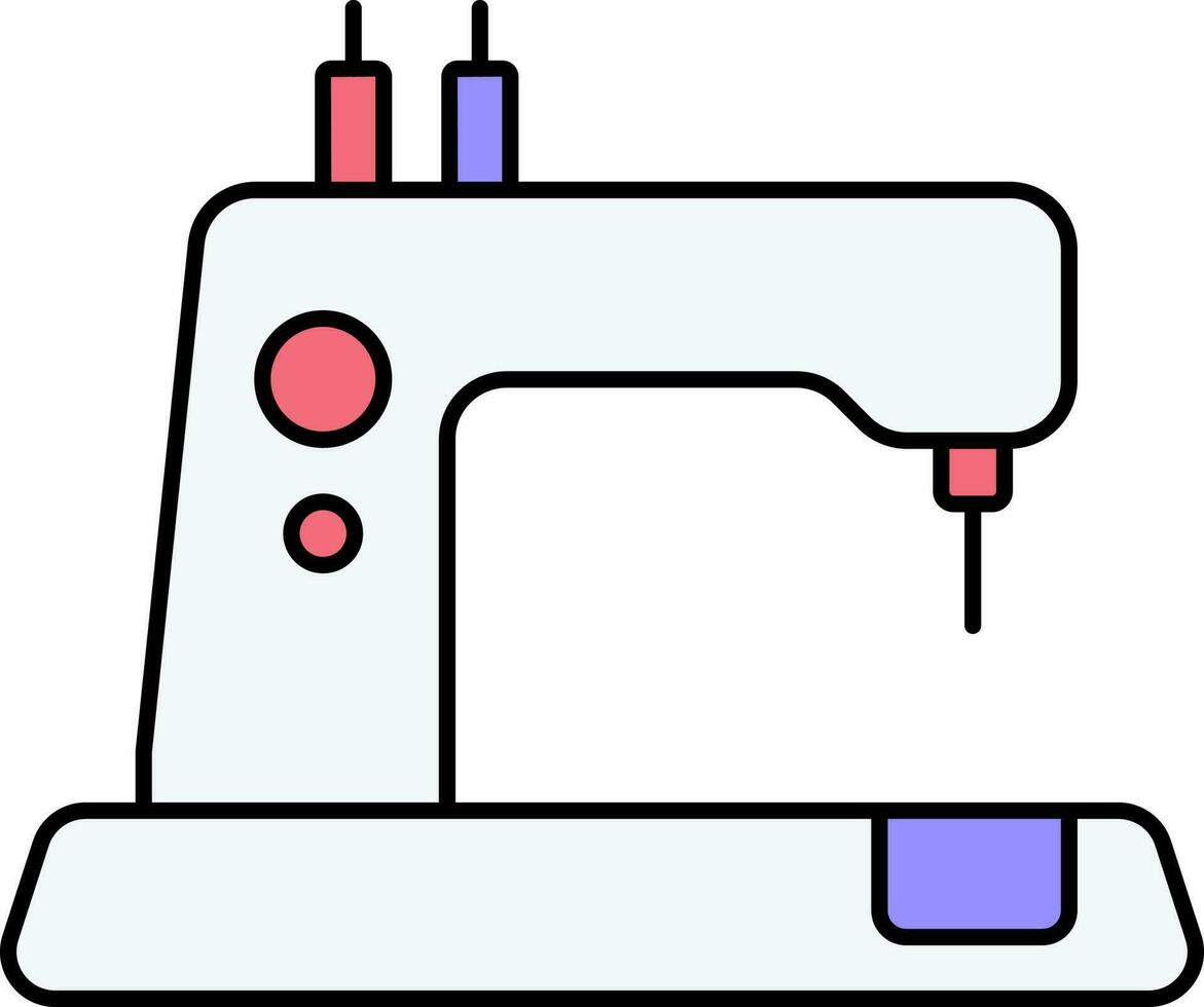 Digital Sewing Machine Blue And Red Icon. vector