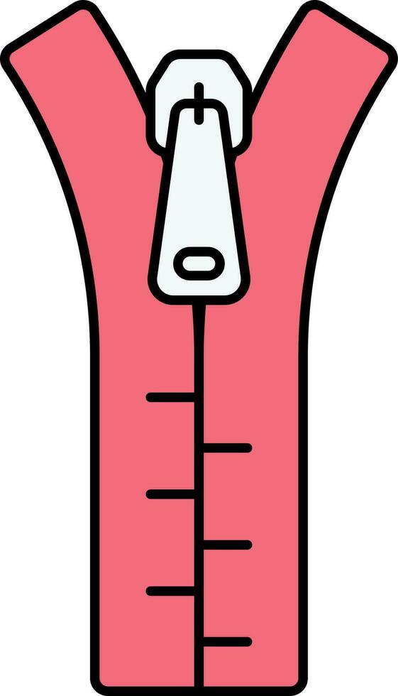 Red Zip Icon In Flat Style. vector