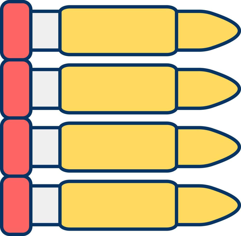 Four Bullets Set Icon In Yellow And Red Color. vector
