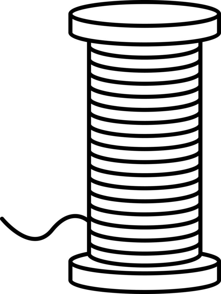 Thread Spool Black Line Art Icon. vector