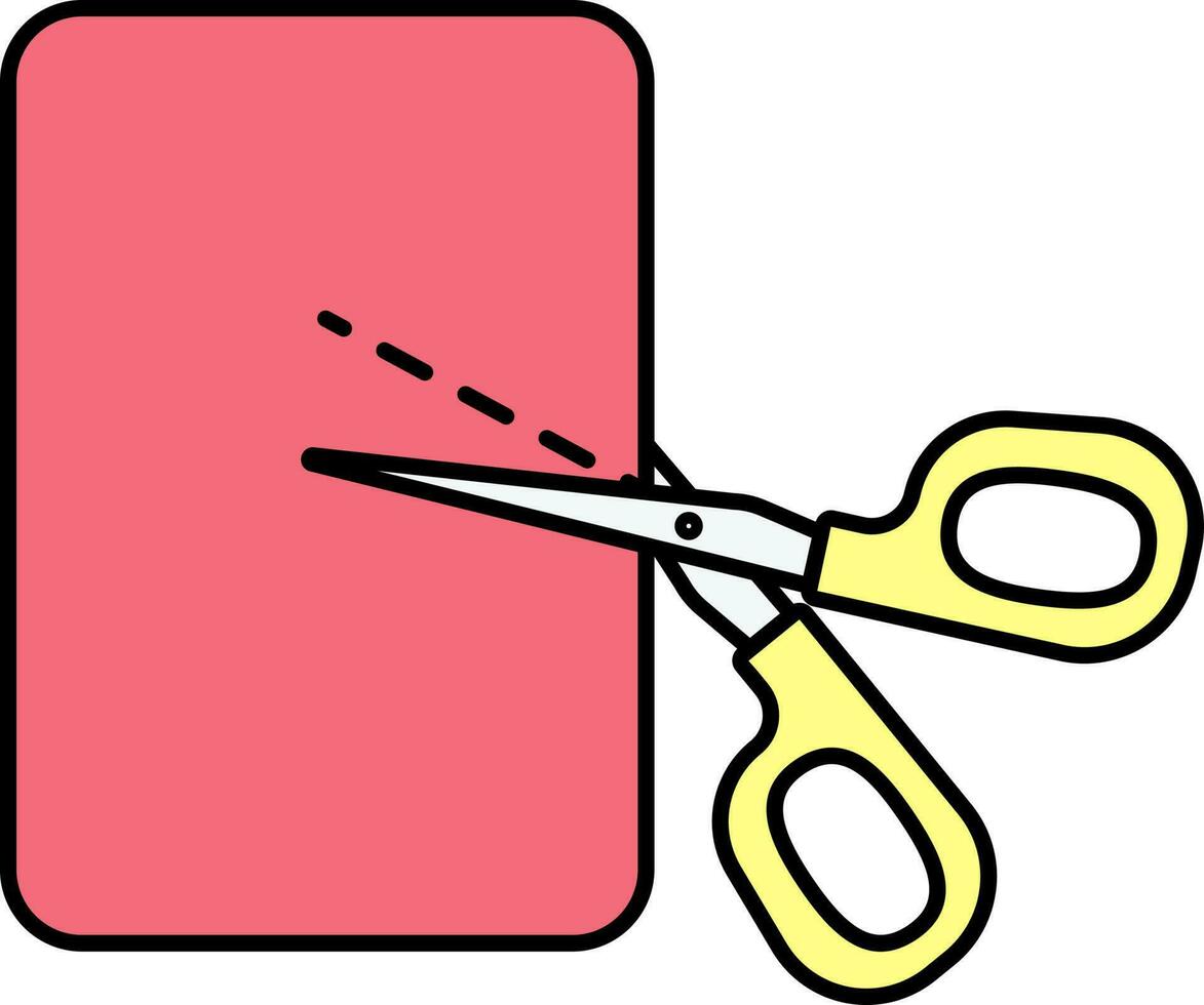Pattern Mark Cloth Cut With Scissor Yellow And Red Icon. vector