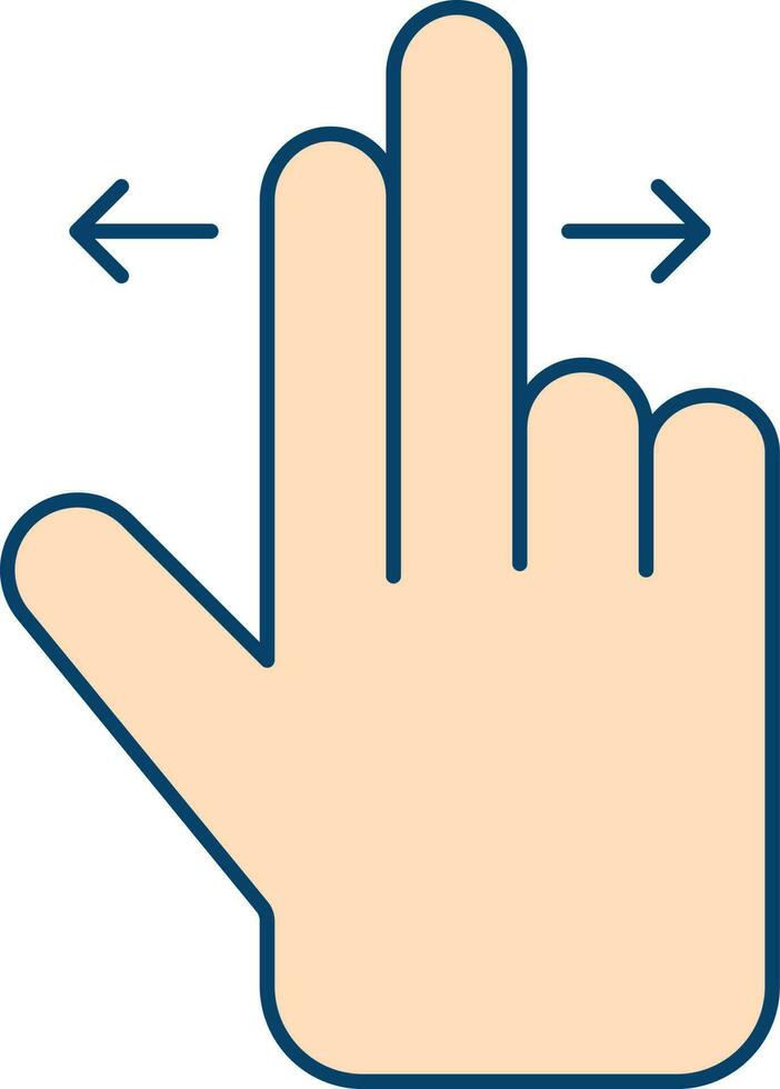 Two Finger Motion Hand Peach Icon Or Symbol. vector