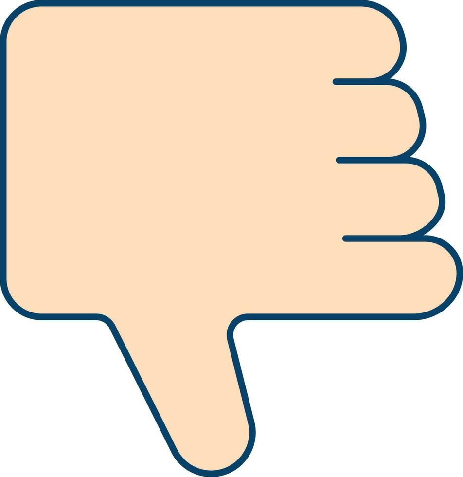 Thumb Down Hand Flat Icon In Peach Color. vector