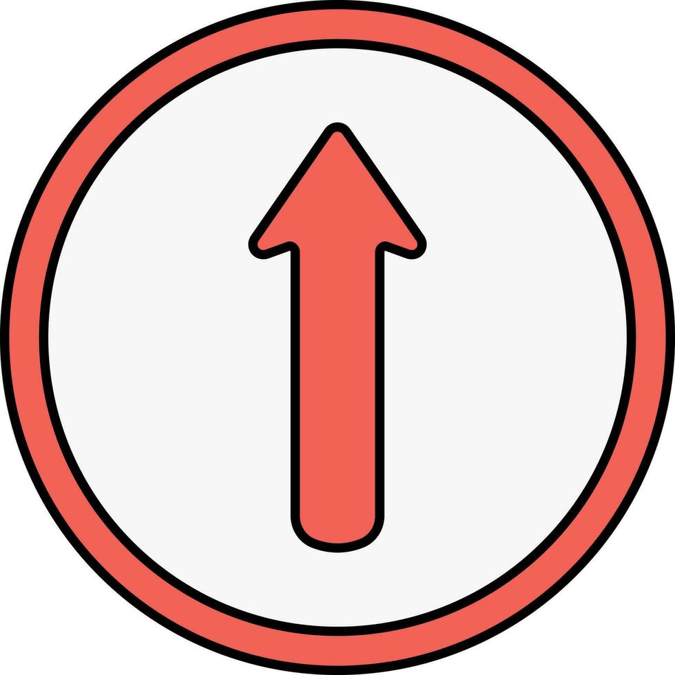Red Up Arrow Round Icon Or Symbol. vector