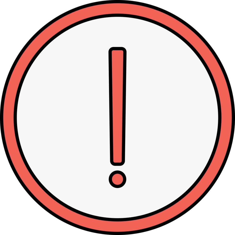 Red Exclamation Round Icon In Flat Style. vector