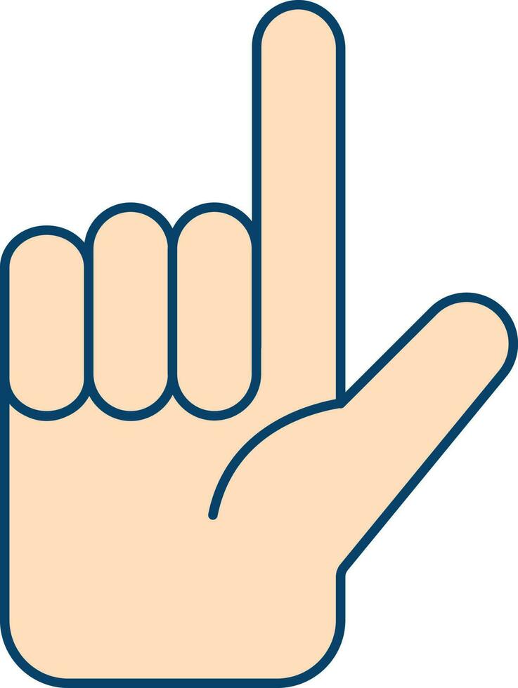 L Letter Finger Shape Hand Peach Icon In Flat Style. vector