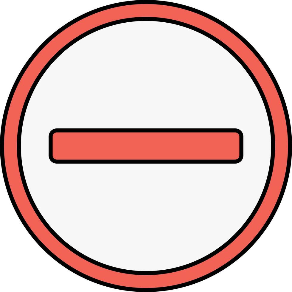Minus Symbol Round Icon In Red Color. vector