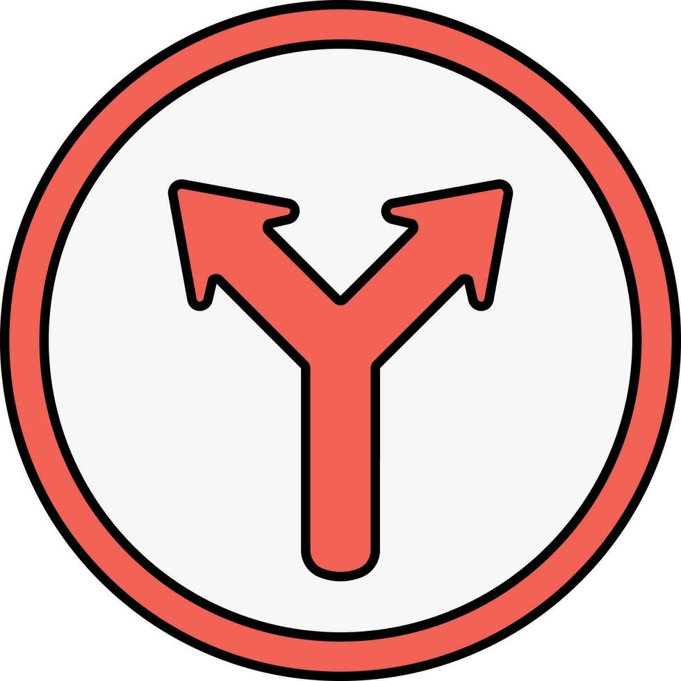 Red Split Arrow Round Icon Or Symbol. vector