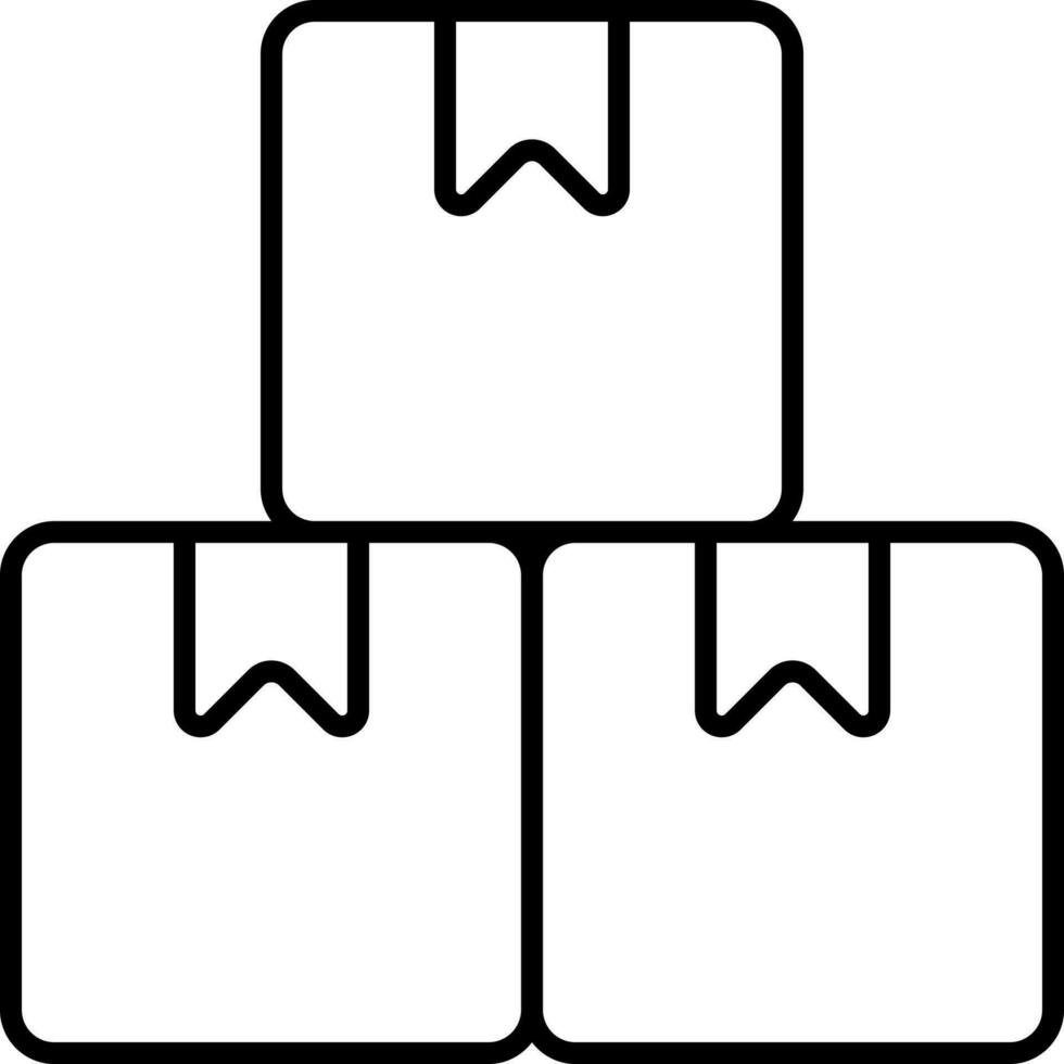 Stack Delivery Box Black Outline Icon. vector