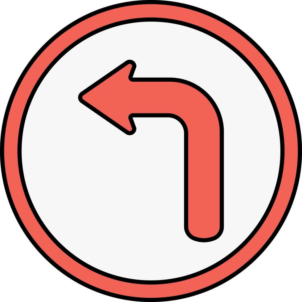 Red Left Move Arrow Round Icon Or Symbol. vector