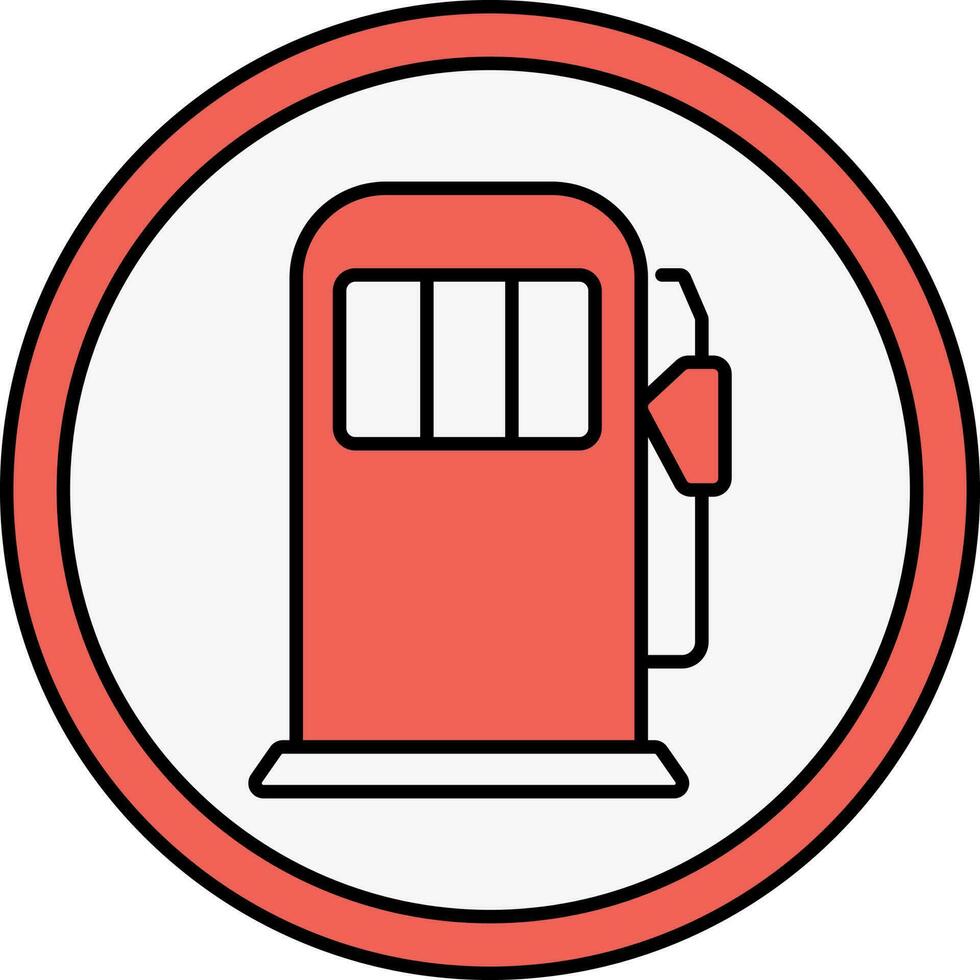 Gasoline Pump Round Icon In Red Color. vector