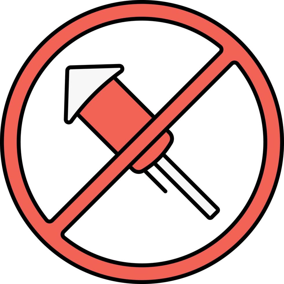 Rocket Ban Icon In Red And White Color. vector