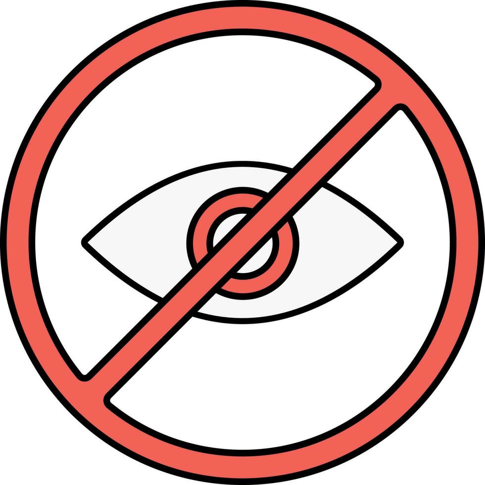 Illustration Of No Seen Icon In Red And White Color. vector