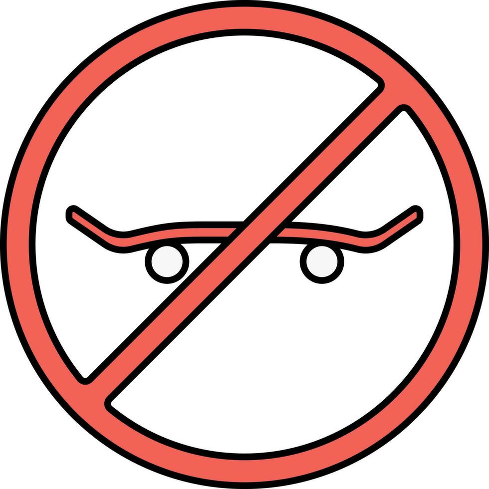 No Skating Icon Or Symbol In Red Color. vector
