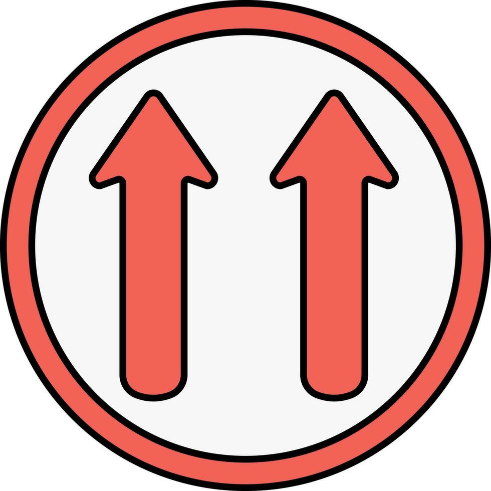 Twin Arrows Upward Round Icon In Red Color. vector