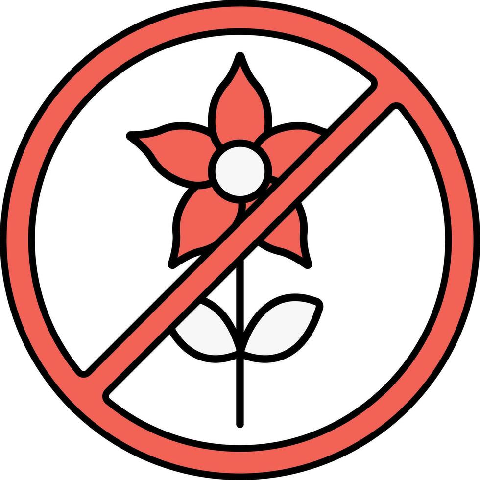 No flor icono en rojo y blanco color. vector