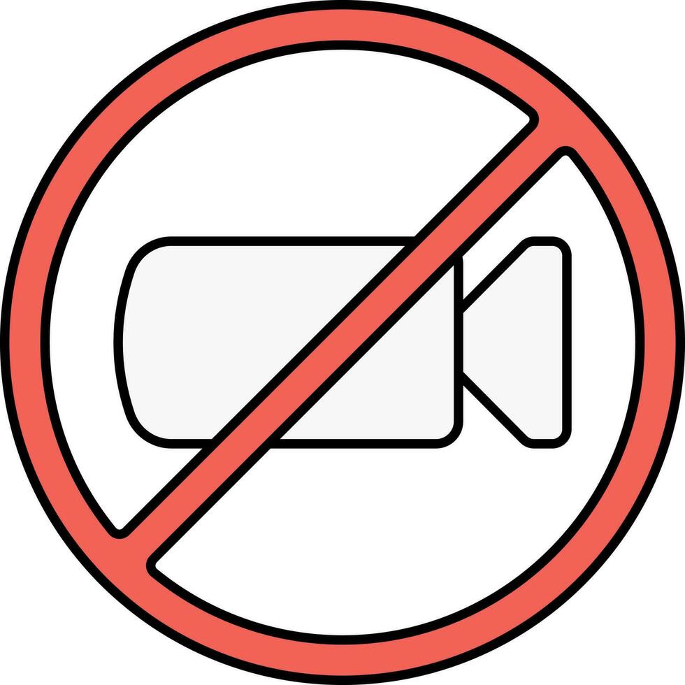 No Connect Camera Red And White Icon. vector