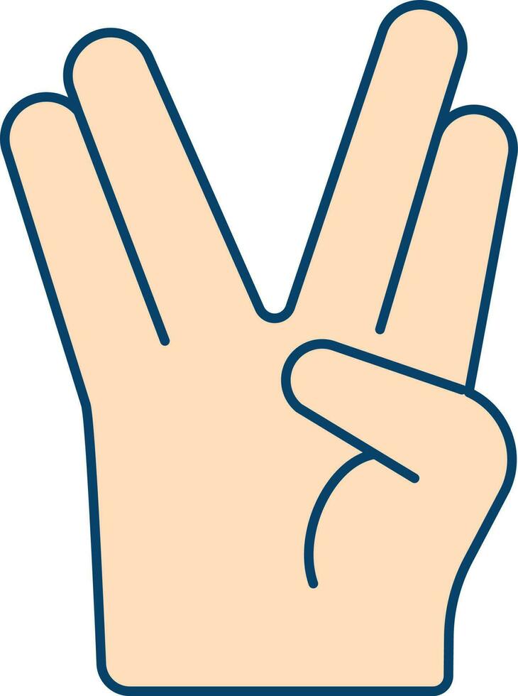 V Hand Symbol Or Icon In Peach Color. vector