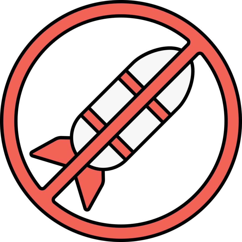 No Bomb Red And White Icon In Red And White Color. vector