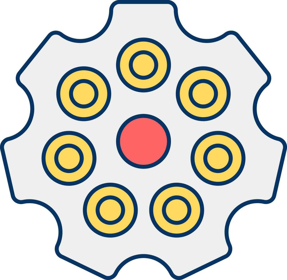 Bullet Ring Caps Flat Icon In Grey And Yellow Color. vector