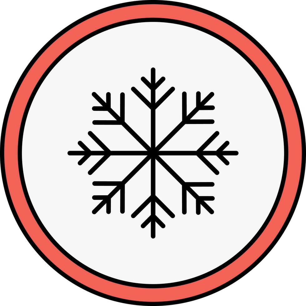 Snowflake Round Icon In Red And Black Color. vector