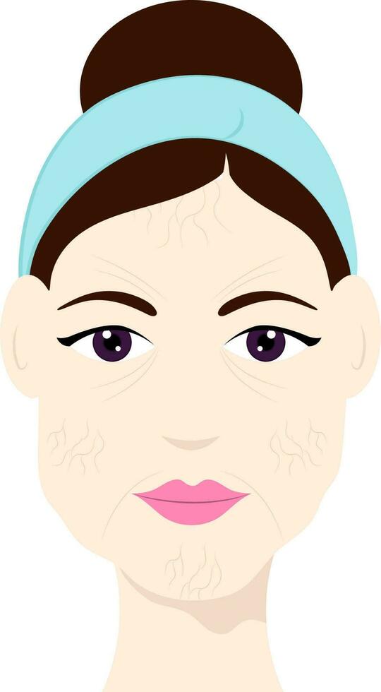 vector ilustración de arruga mujer rostro.