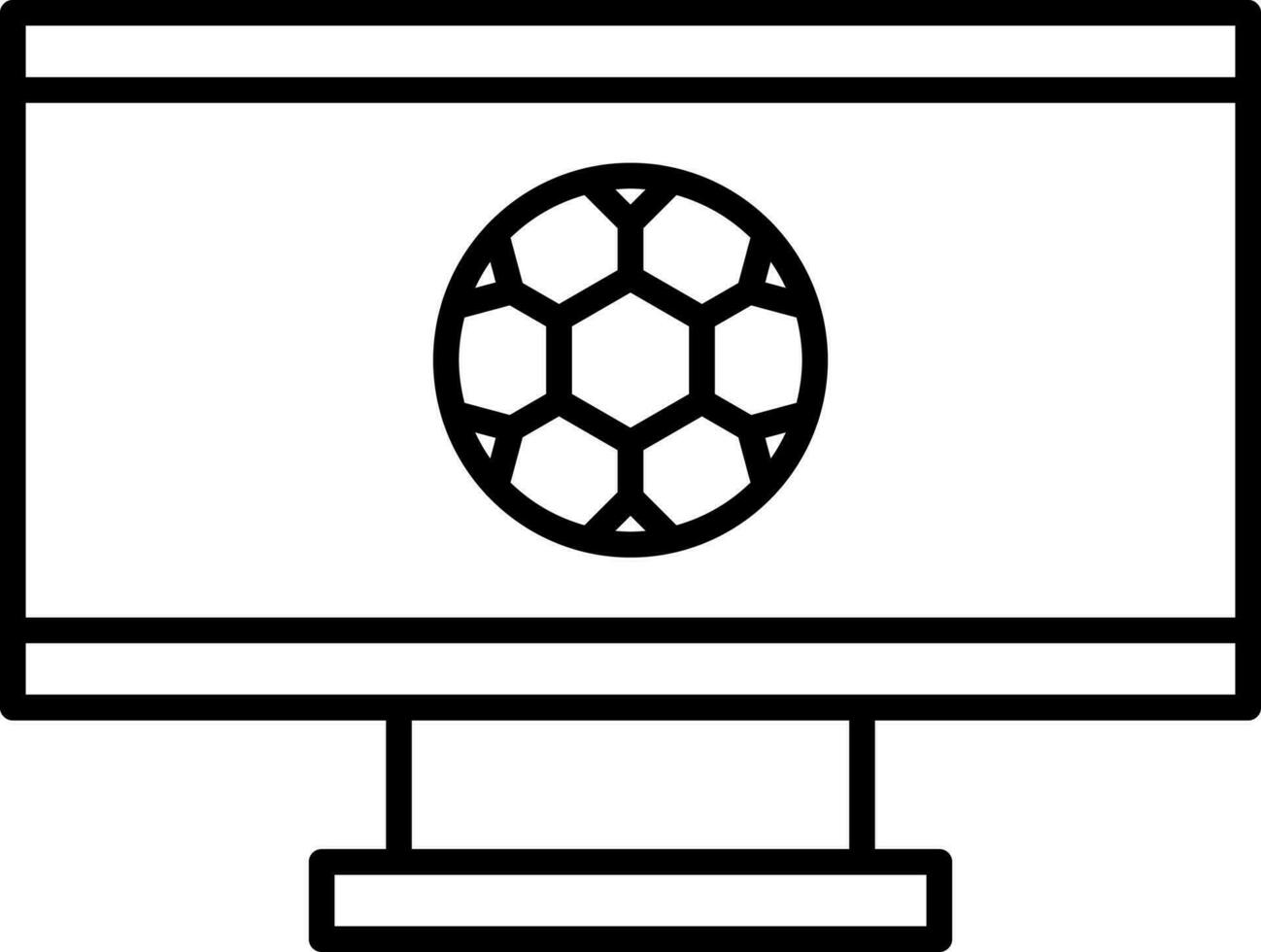 Soccer Symbol In Monitor Screen Line Art Icon. vector